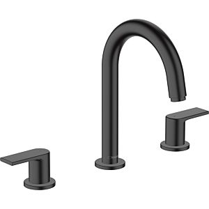 hansgrohe Vernis Shape 3-Loch-Waschtisch-Armatur 71563670 mit Zugstangen-Ablaufgarnitur, mattschwarz