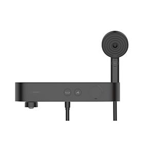 hansgrohe ShowerTablet Wannenthermostat 24340670 Aufputz, mit schwenkbaren Wannenauslauf, 2 Verbraucher, mattschwarz