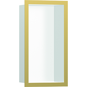 hansgrohe XtraStoris Wandnische 56096990 30x15x10cm, mit Designrahmen, mattweiß, polished gold optic