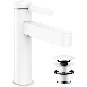 hansgrohe Finoris 110 basin mixer 76024700 with push-open waste set, CoolStart, matt white