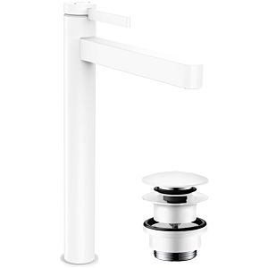 hansgrohe Finoris 260 Basin tap 76070700 for wash bowls, with push-open waste set, matt white