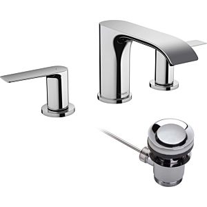hansgrohe Vivenis 3-hole basin mixer 75033000 with pop-up waste set, chrome