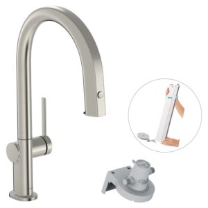 hansgrohe Aqittura M91 Küchenarmatur 76826800 Ausziehauslauf, 1jet, sBox, Edelstahl Finish