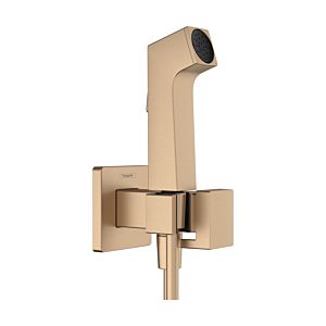 Pommeau de douche bidet Hansgrohe 29233140 1 jet type E Économie d&#39;eau pour eau chaude avec support de pommeau de douche et flexible de douche 125 cm, bronze brossé