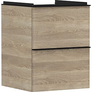 hansgrohe Xelu Q vanity unit 54021670 480x605x475mm, for hand washbasin, 2 drawers, natural oak, matt black