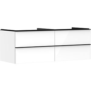 hansgrohe Xelu Q meuble sous-vasque 54086670 1360x485x550mm, 4 tiroirs, blanc brillant, noir mat
