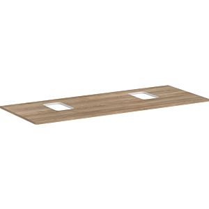 hansgrohe Xelu Q console 54125230 1360 x 550 mm, 2 découpes, vasque à poser avec trou pour robinetterie, chêne naturel