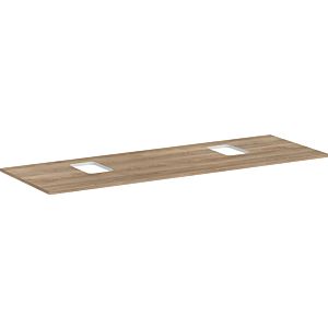 hansgrohe Xelu Q console 54126230 1560 x 550 mm, 2 découpes, vasque à poser avec trou pour robinetterie, chêne naturel