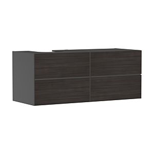 hansgrohe Xevolos E Waschtischunterschrank 54238730 1370x555x550mm, 4 Schubladen, links, schiefergrau matt, Eiche dunkel
