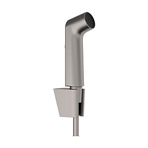 hansgrohe Bidette Handbrause 1jet 29238340 1 Strahlart S wassersparend mit Porter S Duschkopfhalterung und Duschschlauch 125 cm, Brushed Black Chrome