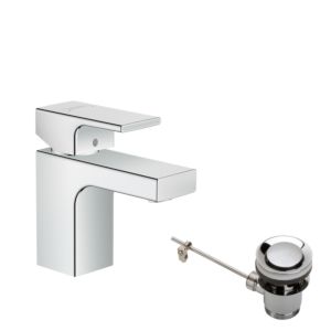 hansgrohe Vernis Shape Waschtischarmatur 71566000 mit Metall Zugstangen-Ablaufgarnitur, chrom