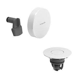 Bonde et trop-plein Hansgrohe Exafill 58119700, finition blanche brillante ou mate, kit complet avec arrivée de baignoire.