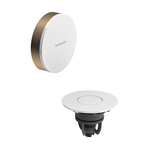 hansgrohe Flexaplus waste and overflow fitting 58187140, cover surface white high-gloss, brushed bronze, complete set