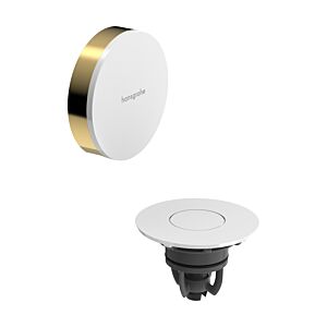 hansgrohe Flexaplus waste and overflow fitting 58187990, cover surface white high-gloss, polished gold optic, complete set