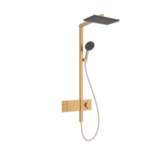 hansgrohe Raindance Alive Q Exposed Thermostatic Shower System 24590140  with ShowerSelect Comfort, Overhead Shower 210/340 2 Jet, Brushed Bronze