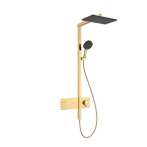 hansgrohe Raindance Alive Q Duschsystem 24590990  Aufputz, mit ShowerSelect Comfort, Kopfbrause 210/340 2jet, polished gold optic