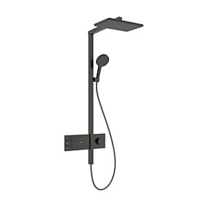 Colonne de douche thermostatique hansgrohe Raindance Alive Q 24591340  murale, EcoSmart avec ShowerSelect Comfort, 7,6 l/min, douche de tête 210/340 2jet, brushed black chrome