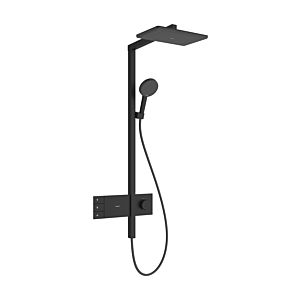 hansgrohe Raindance Alive Q Duschsystem  24591670  Aufputz, EcoSmart mit ShowerSelect Comfort, 7,6 l/min, Kopfbrause 210/340 2jet, Schwarz matt