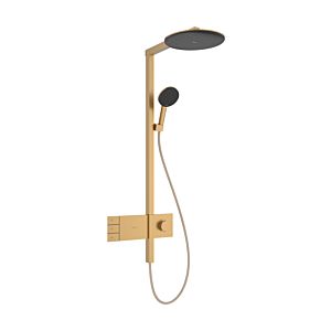 hansgrohe Raindance Alive S thermostatic shower system 24596140  exposed, EcoSmart with ShowerSelect Comfort, round head shower 300 2jet, brushed bronze