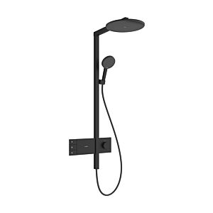 Colonne de douche thermostatique hansgrohe Raindance Alive S 24596670  murale, EcoSmart avec ShowerSelect Comfort, douche de tête ronde 300 2 jets, noir mat