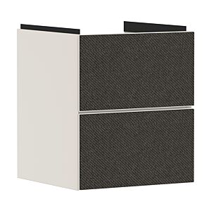 Meuble sous-vasque Hansgrohe Xevolos E 54173660 480 x 555 x 475 mm, pour vasques, 2 tiroirs, beige sable mat, revêtement textile gris foncé