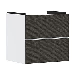 hansgrohe Xevolos E Waschtischunterschrank 54175660 580x555x475mm, 2 Schubladen, mattweiß, Textil dunkelgrau