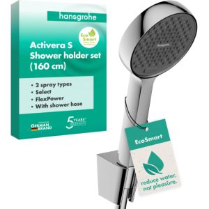 Support de pommeau de douche Hansgrohe Activera Select S 95 28054000 2 jets, Ø 95 mm, flexible de douche 1600 mm, chromé