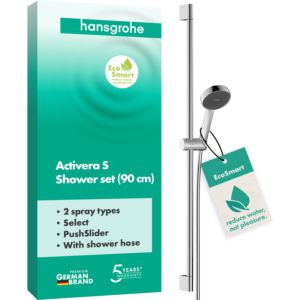 Ensemble de douche Hansgrohe Activera Select S 28046000 2 jets à économie d&#39;eau avec barre de douche, Ø 95 mm, distance de perçage 915 mm, chromé