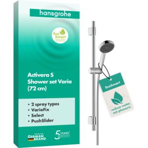 hansgrohe Activera Select S Duschset 28048000 2 Strahlarten wassersparend mit Duschstange Varia, Ø 95mm, Ausführung 72, chrom