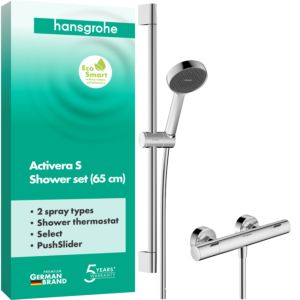 hansgrohe Activera Select S Brausesystem 28876000 Aufputz, wassersparend, mit Ecostat Fine und Brausestange 65cm, chrom