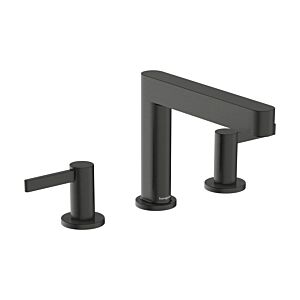 hansgrohe Finoris 110 3-Loch-Waschtisch-Armatur 76033340 mit Push-Open-Ablaufgarnitur, brushed black chrome