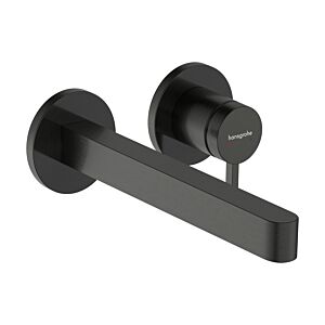 hansgrohe Finoris Fertigmontageset 76050340 Unterputz-Waschtischarmatur, für Wandmontage, Ausladung 228 mm, brushed black chrome