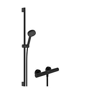 Système de douche hansgrohe Activera Select S 28086670, pommeau de douche 95 mm, 2 jets, montage en surface, noir mat