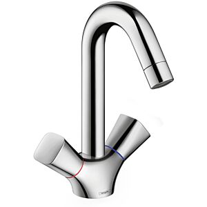 hansgrohe Logis 2-Griff Waschtischarmatur 71222000 chrom, mit Zugstangen-Ablaufgarnitur