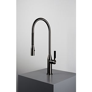 Herzbach Living Mitigeur d&#39;évier à levier unique 21.136300.1.40 bec à ressort en spirale, pivotante , acier noir