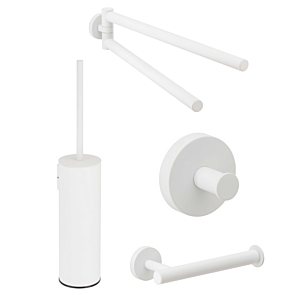 Herzbach Deep White Badaccessoires Set WC-Bürste, Papierrollenhalter, Handtuchhalter, Handtuchhaken