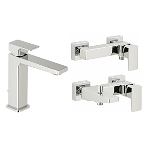 Herzbach Ceo Badarmaturen Set Waschtisch, Wanne, Dusche