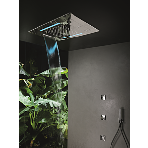 Herzbach Living Spa colored light rain shower 11.663480.2.01 Stainless Steel polished, 630x480mm, rain / spin jet / flood