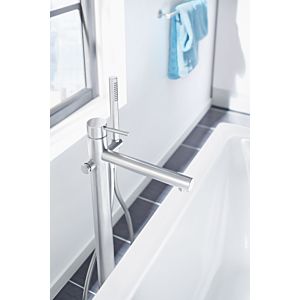 Herzbach Design iX Wannenarmatur 17132055209 Edelstahl, bodenstehend, mit Duschgarnitur