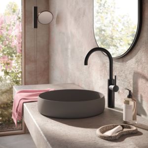 Herzbach DEEP BLACK Waschtischmischer XL-Size 18.020320.3.12 Griff seitlich ohne Ablauf Schwarz matt