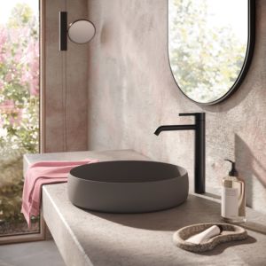 Herzbach DEEP BLACK Waschtischmischer XL-Size 170mm 18.023100.4.12 mit PUSH-Ablauf Schwarz matt