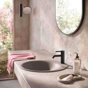 Herzbach DEEP BLACK Waschtischmischer S-Size 115mm 18.023510.1.12 mit PUSH-Ablauf Schwarz matt