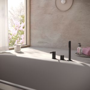 Herzbach Siro mélangeur de bain à trois trous 30.120250.2.12 sans bec, noir mat
