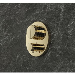 Herzbach Living PUSH set de montage rond 30.803050.1.03 thermostat encastré pour 2 consommateurs, PVD or