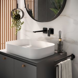 Herzbach Deep Black Fertigmontageset 36.220954.1.12 Auslauflänge 210 mm, Waschtisch-Unterputz-Armatur, schwarz matt