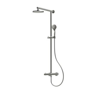Colonne de douche Herzbach LIVING SPA RB 200 mm 11.988520.1.09 ronde, douchette multi-mains en acier inoxydable