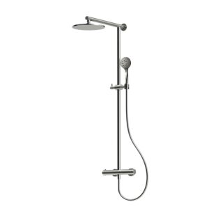 Herzbach LIVING SPA Duschsäule RB 250mm 11.988525.1.09 rund, Multihandbrause Edelstahl