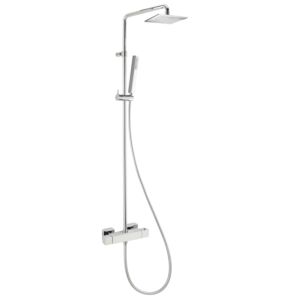 Herzbach NeoCastell Duschsystem 11.988925.1.01 chrom, mit Brause-Aufputz-Thermostat, eckig, 250 mm