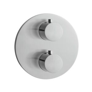 Herzbach Design iX Fertigmontageset 17503050109 UP-Brause-Thermostat rund, Edelstahl gebuerstet