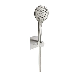 Herzbach Design iX bath set 17.914200.2.09 1250 mm, rosette 70x70mm, with hand shower, brushed stainless steel